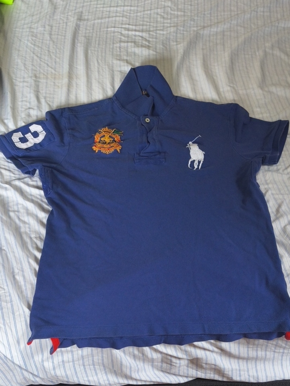Polo-Style Kids Blue Short Sleeve Top with Embroidered Crest